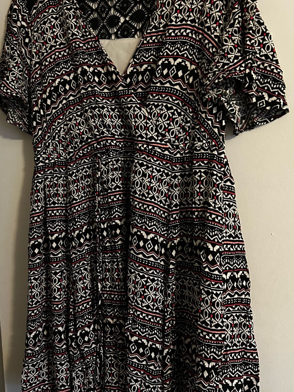 Torrid Black Crochet Lace Dress with Subtle Red Trim